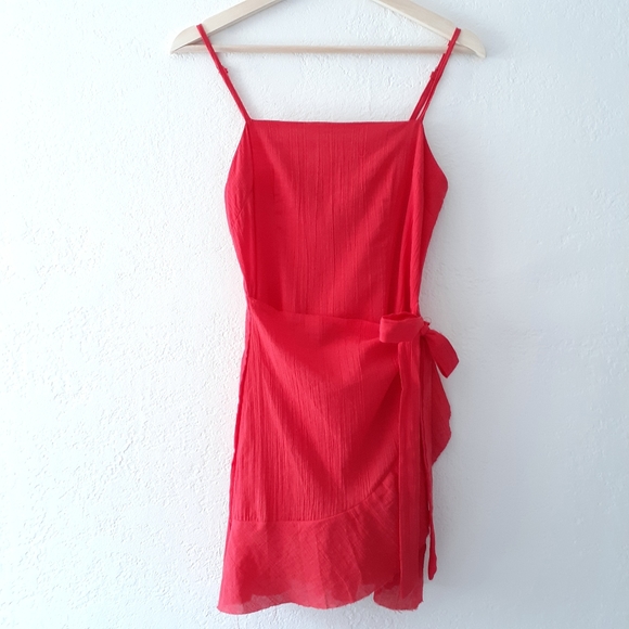 Polly Princess Red Mini Wrap Dress - Picture 3 of 11